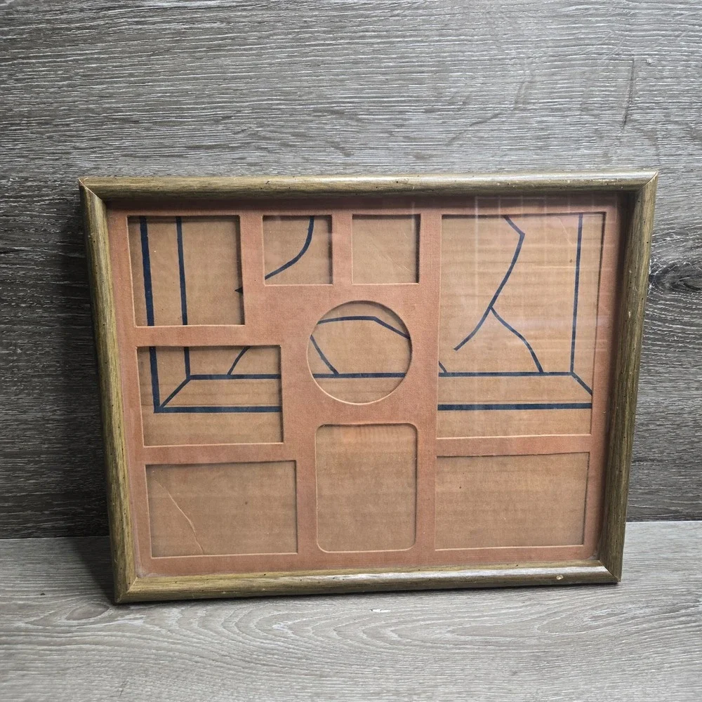 Vintage Wooden Multi Photo Frame Wall Hanging Collage Display 8 Openings 15 x 12